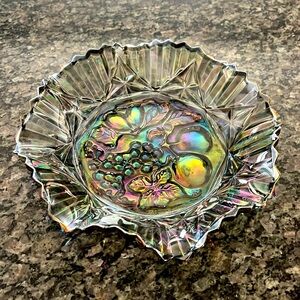 Carnival Glass smoke colored fruit dish